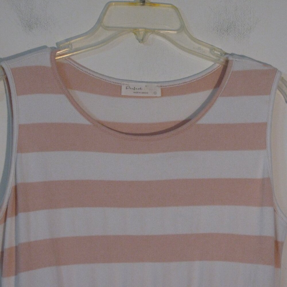 *  Perfect Striped Dress Large Knit with Pockets Pink White Mini - Picture 2 of 4